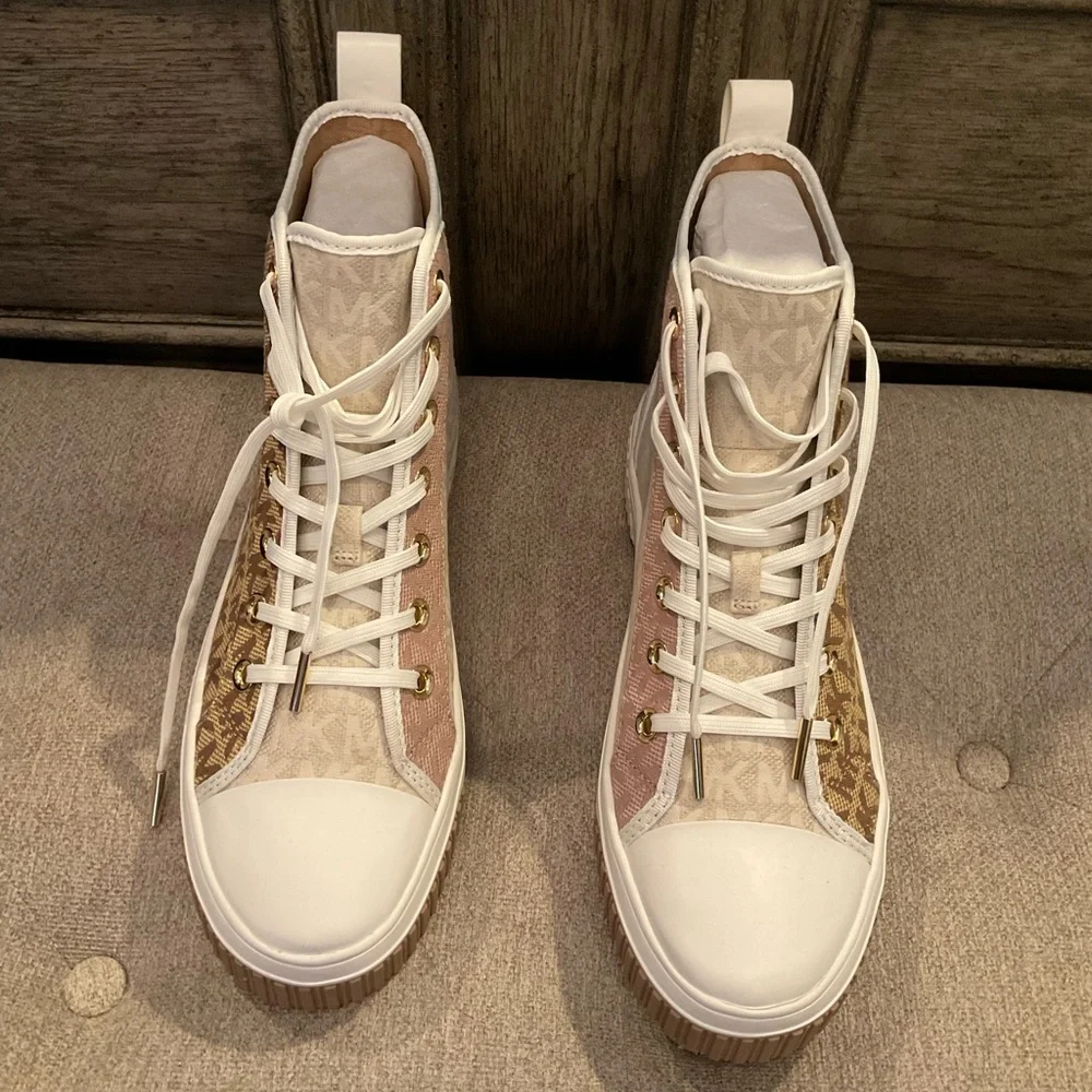 Michael Kors Brown and Pink High-Top Sneakers - Picture 2 of 7